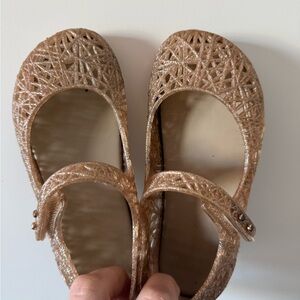 Mini Melissa Gold Glitter Jelly Mary Jane Ballet Flats Kids Size 11